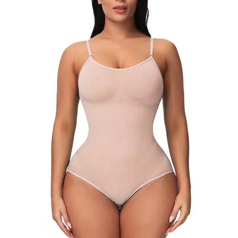 V Neck Spaghetti Strap Open Crotch Shapewear Bodysuits