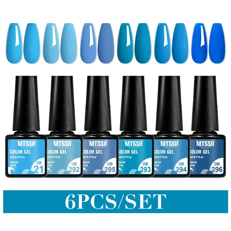 Sparkly LED UV Nail Gel Polish Manicure Kit 6PCS/Set
