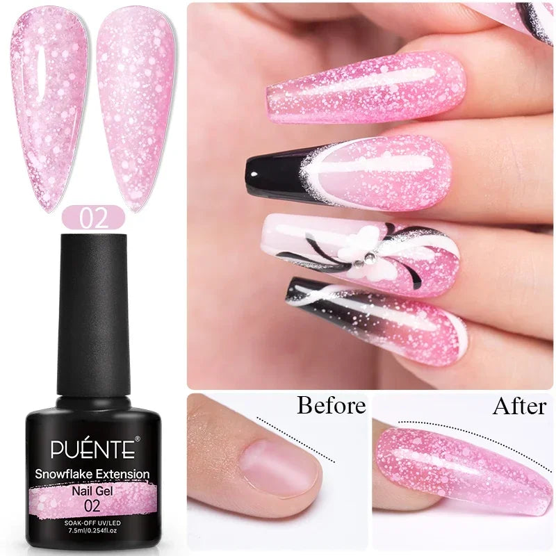 Glitter Poly Nail Gel Hema Free Semi-Permanent UV Nail Varnish