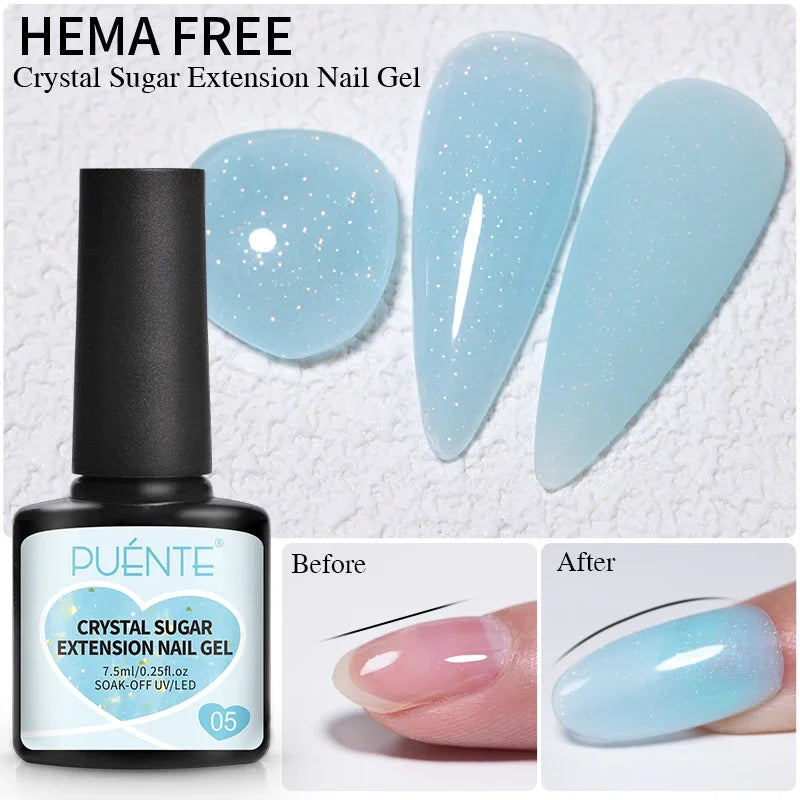 Glitter Poly Nail Gel Hema Free Semi-Permanent UV Nail Varnish