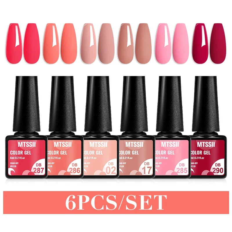 Sparkly LED UV Nail Gel Polish Manicure Kit 6PCS/Set