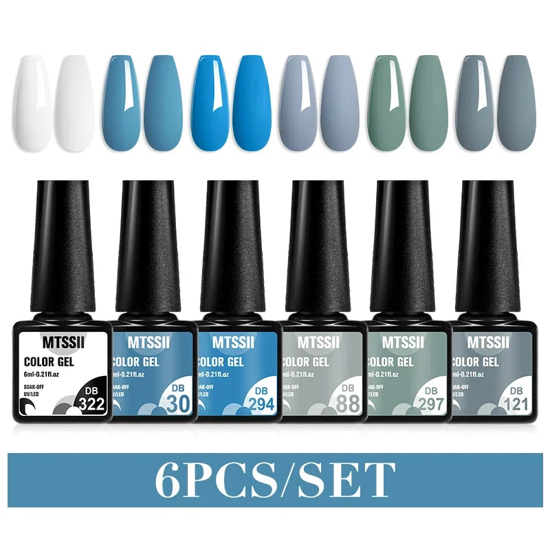 Sparkly LED UV Nail Gel Polish Manicure Kit 6PCS/Set