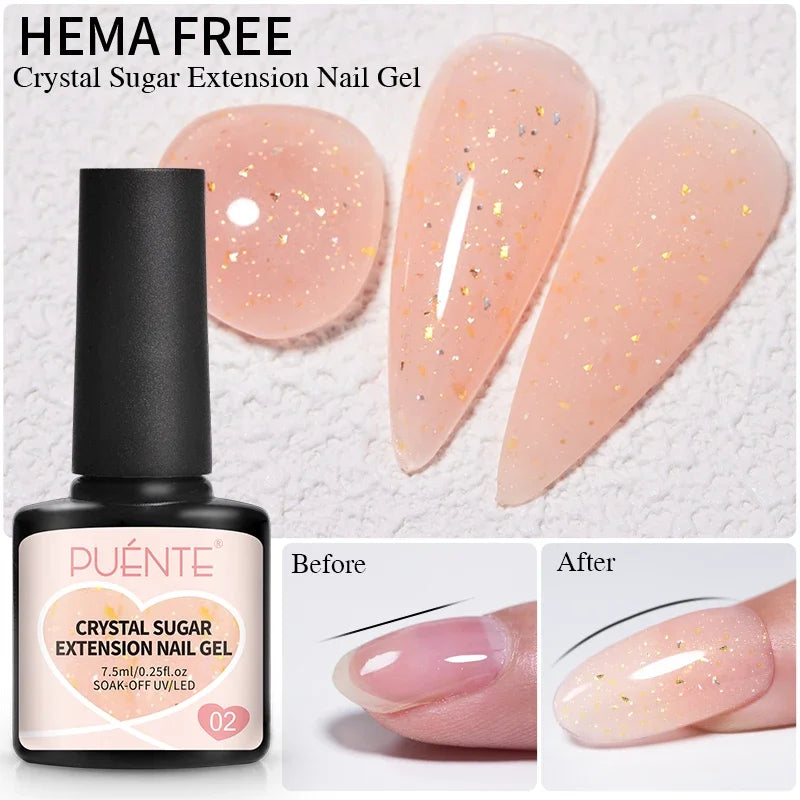 Glitter Poly Nail Gel Hema Free Semi-Permanent UV Nail Varnish