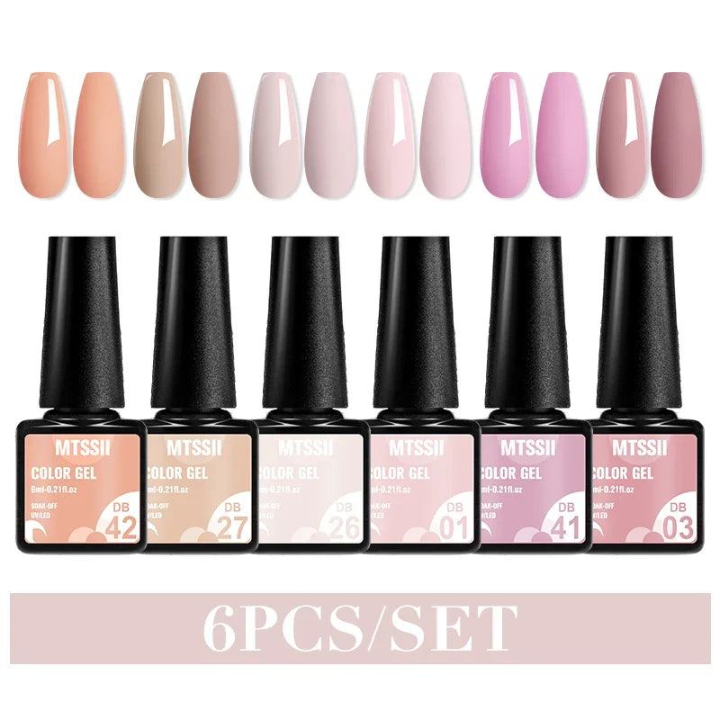 Sparkly LED UV Nail Gel Polish Manicure Kit 6PCS/Set