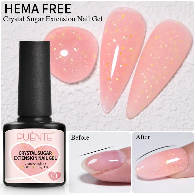 Glitter Poly Nail Gel Hema Free Semi-Permanent UV Nail Varnish