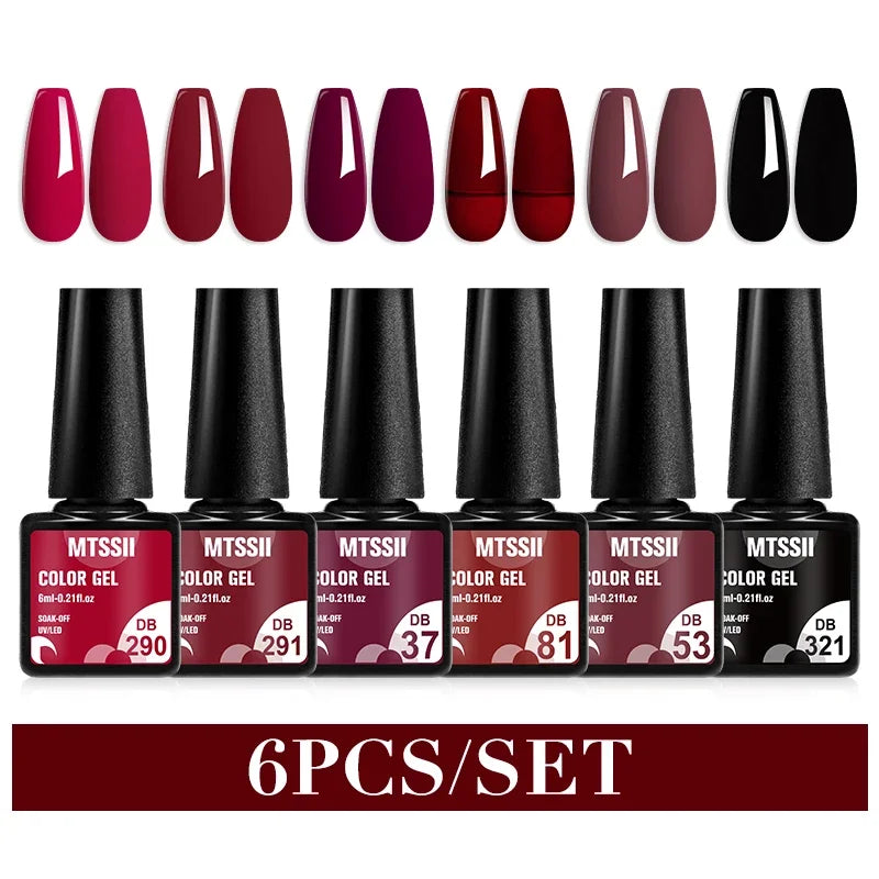 Sparkly LED UV Nail Gel Polish Manicure Kit 6PCS/Set