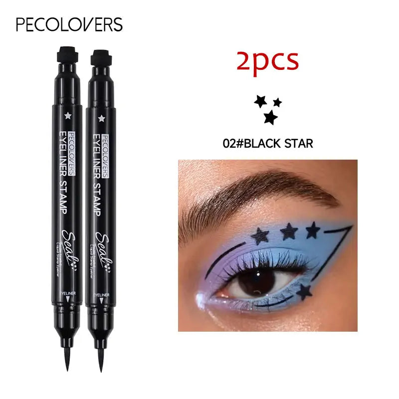 Long-lasting Black Star Liquid Eyeliner Stamp Pencil 2 in 1 Waterproof