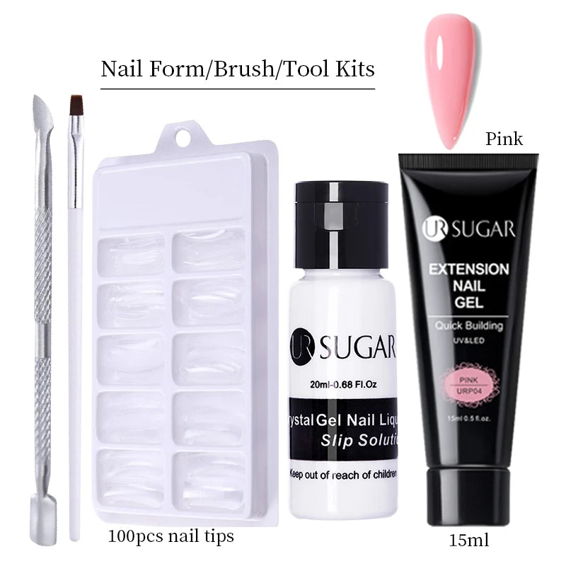 Semi-Permanent UV Hard Nail Extension Gel Varnish Set
