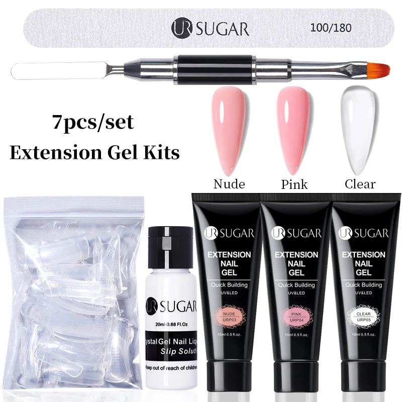 Semi-Permanent UV Hard Nail Extension Gel Varnish Set
