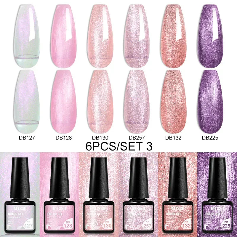 Sparkly LED UV Nail Gel Polish Manicure Kit 6PCS/Set