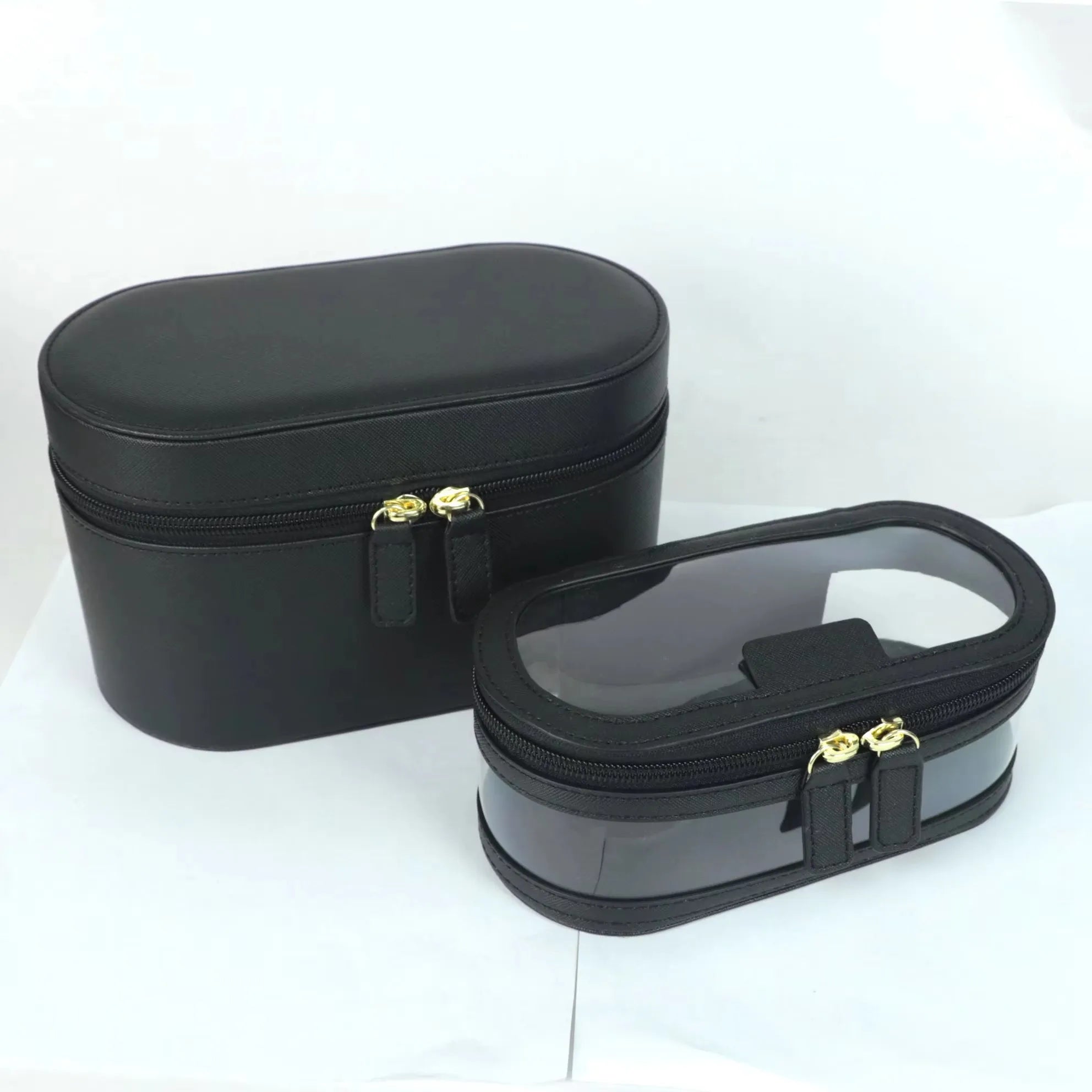 Saffiano Split Leather Travel Makeup Organizer Case Bag