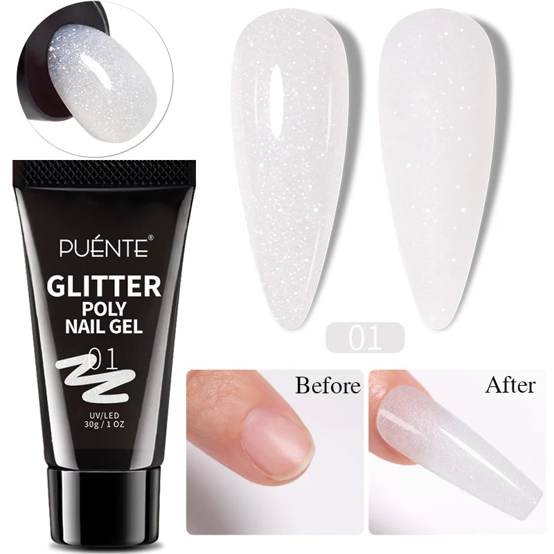 Glitter Poly Nail Gel Hema Free Semi-Permanent UV Nail Varnish