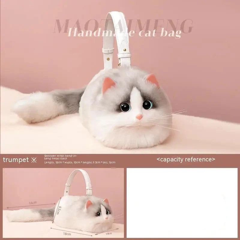 Soft Hand Made Plush Cute Cat Hand Bag