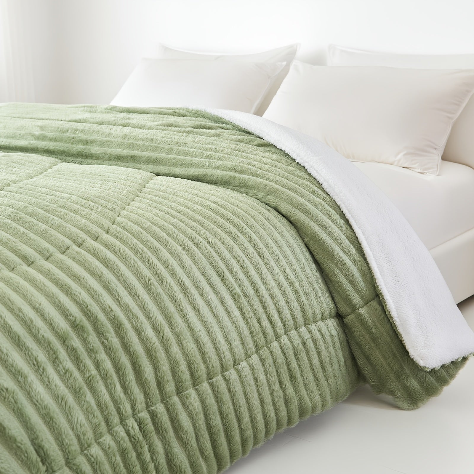 Cream White Fleece Fluffy Plush Bedding, Luxury Heavyweight Faux Fur All Season