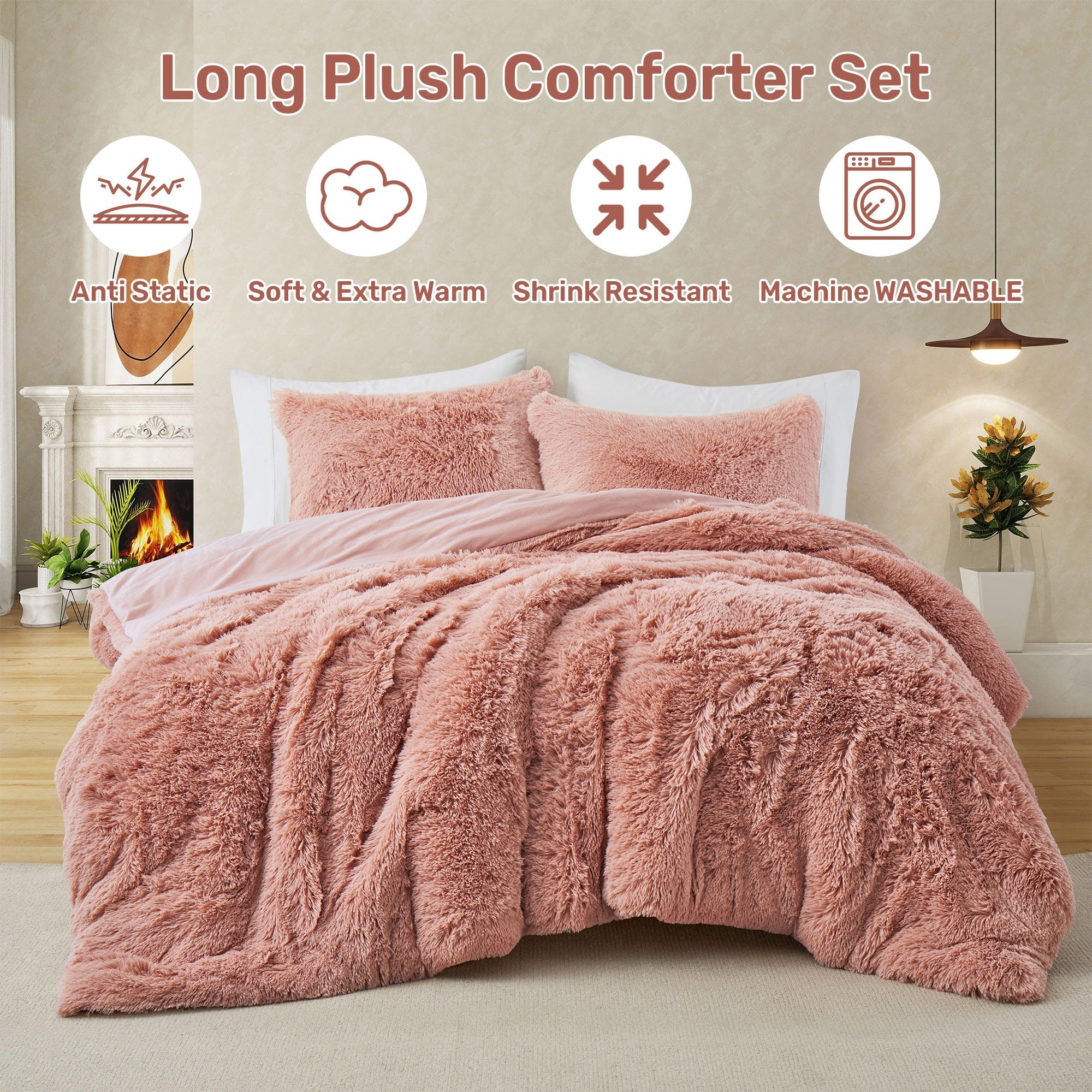 Super Warm Ultra-Plush Comforter Set Anti-Static- 3PC