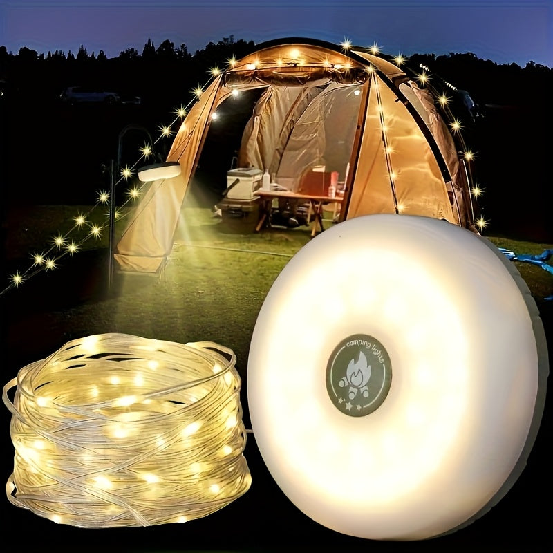 Camping Light String, 2-in-1 Outdoor Portable USB Charging Light String