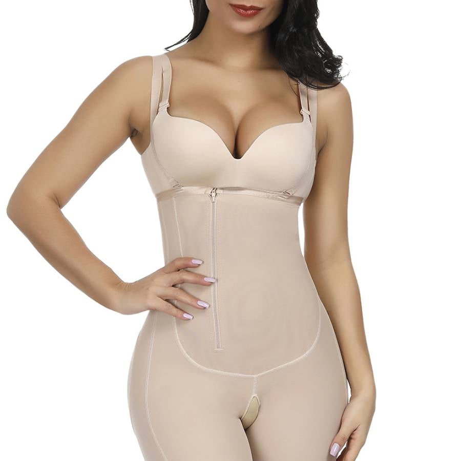 Sleek Smoothers Nude Zipper Underbust Queen Size Bodysuit Hooks Meticulous Design