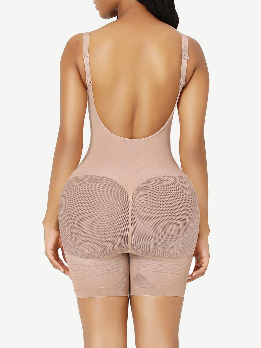 Wholesale Seamless Low Back Happy Butt Full Body Shapewear Mesh Waist Control