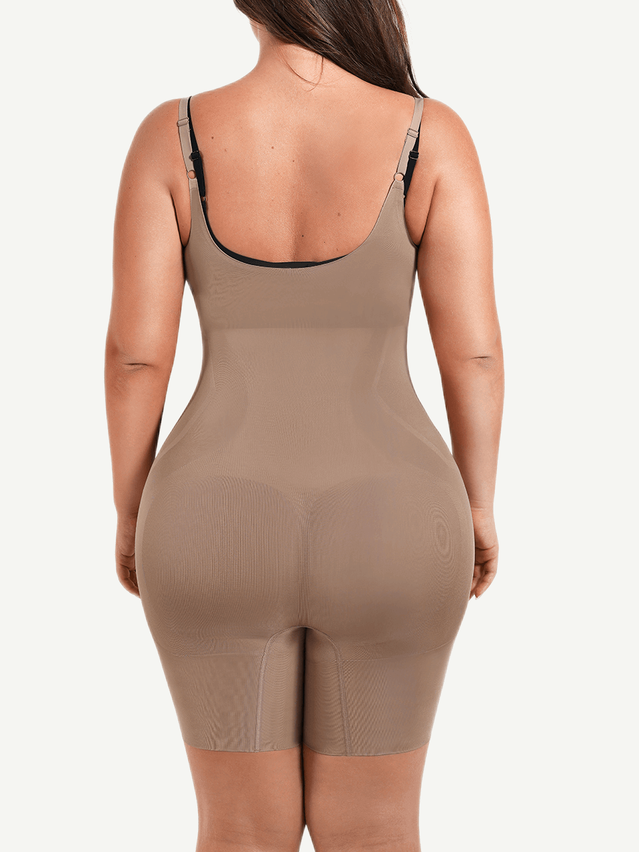 Wholesale Seamless Open-Bust Abdomen Flattening Mid-Thigh Bodysuit