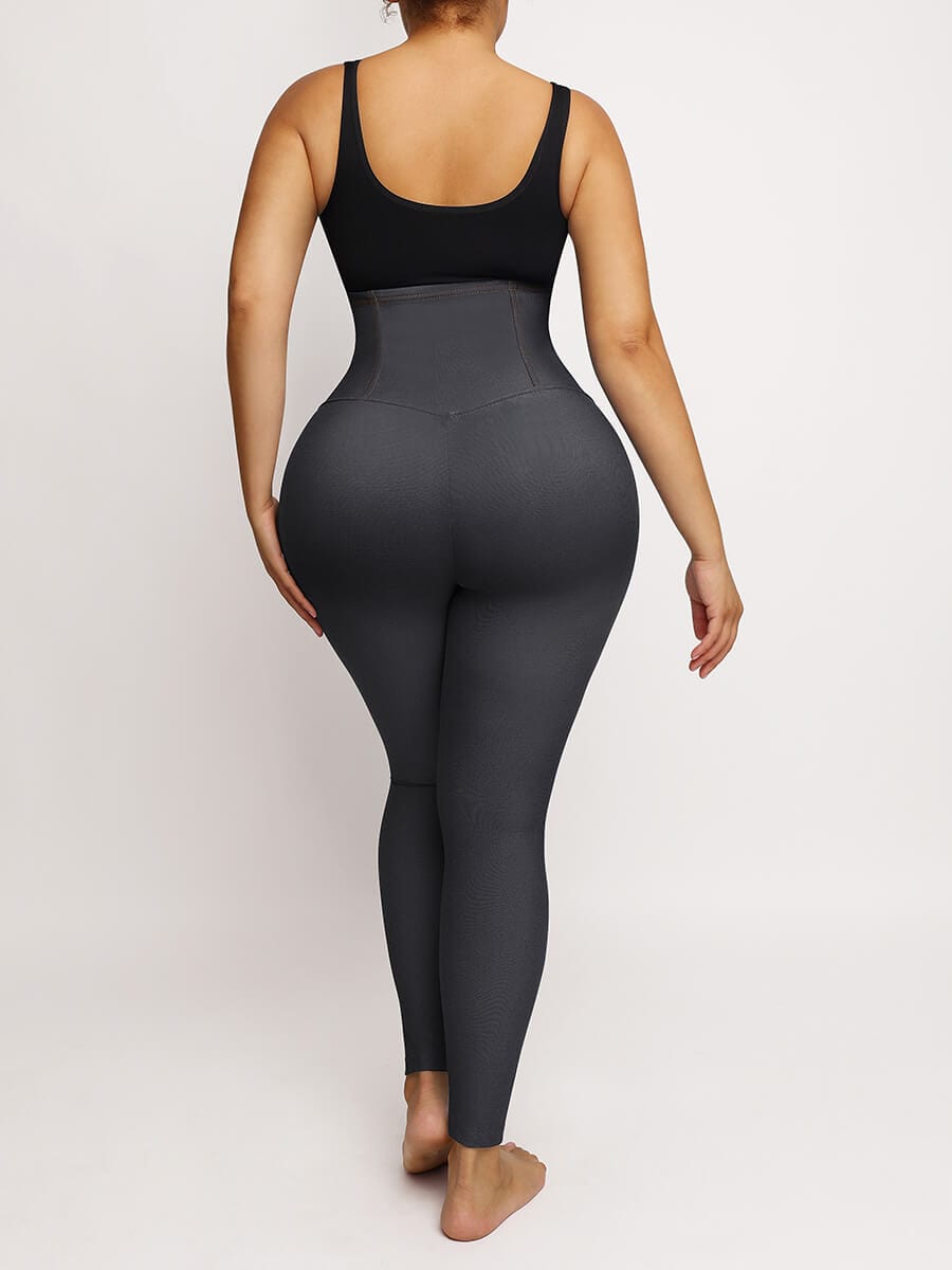 Wholesale High Waisted Three Breasted Belted Tummy Control Denim Trousers