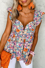 Load image into Gallery viewer, Multicolor Floral Ruffle Straps Sweetheart Peplum Tank
