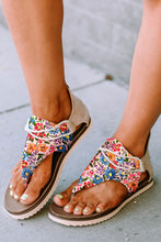 Laden Sie das Bild in den Galerie-Viewer, Multicolor Floral Print Zipped Flip Flop Sandals

