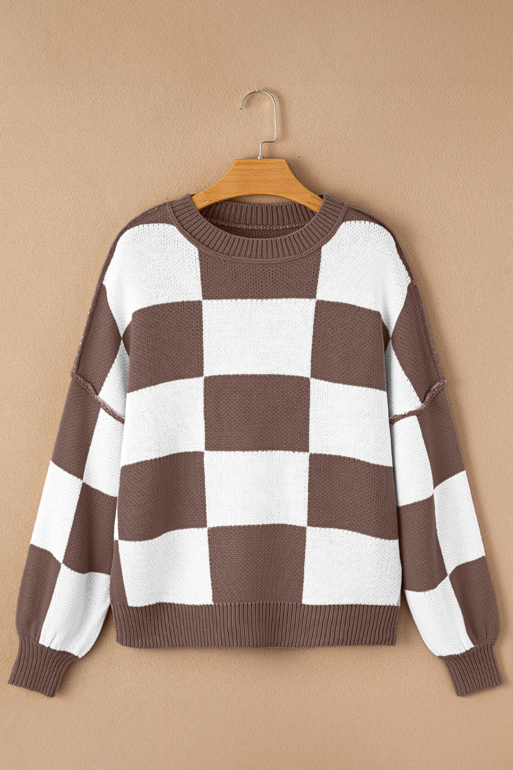 Green Checkered Bishop Sleeve Sweater