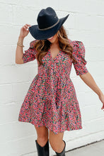 Load image into Gallery viewer, Vintage Puff Sleeve Side Pockets Floral Dress
