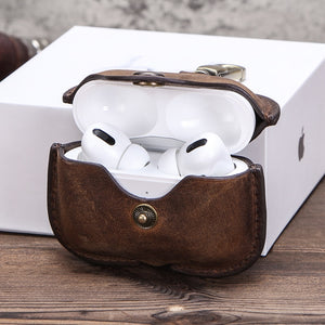 Luxury Leather Case For Apple AirPods with Key Chain Hook