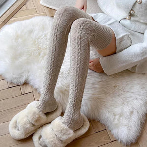 Striped Knee High Warm Thigh Socks