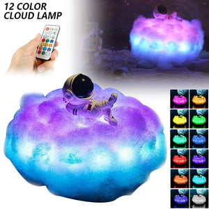 LED Clouds Astronaut Lamp With Rainbow