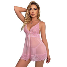 Load image into Gallery viewer, Sexy Lace Straps Mesh Nightdress
