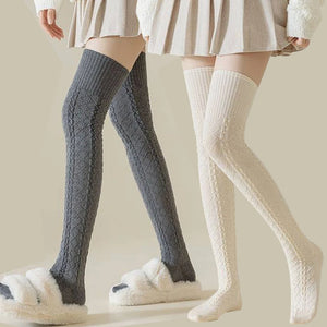 Striped Knee High Warm Thigh Socks