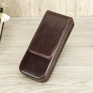 Genuine Leather 3 Slots Pen Case With Removable Pen Tray