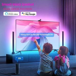 Smart-TV-Hintergrundbeleuchtung, Musik-Lichtleiste mit WLAN-Kamera-Sprachsteuerung