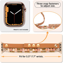 Cargue la imagen en el visor de la galería, Beaded Leather Bracelet Band For Apple Watch
