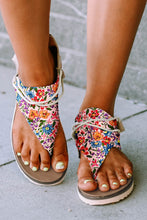 Laden Sie das Bild in den Galerie-Viewer, Multicolor Floral Print Zipped Flip Flop Sandals
