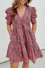Cargue la imagen en el visor de la galería, Vintage Puff Sleeve Side Pockets Floral Dress

