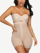 [USA Warehouse]Wholesale Queen Size High Waist Slimming Shorts Lace Hemline Hooks Lose Weight