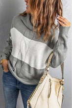 Load image into Gallery viewer, Colorblock Turtleneck Loose Knitted Sweater - www.novixan.com
