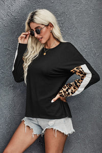 Long Sleeve Top with Leopard Print