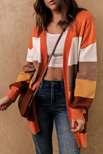 Load image into Gallery viewer, Open Front Pocketed Colorblock Cardigan
