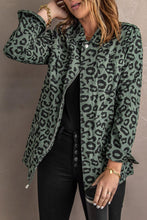 Load image into Gallery viewer, Lapel Collar Zipper Drawstring Leopard Coat - www.novixan.com
