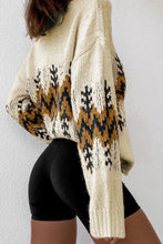 Cargue la imagen en el visor de la galería, Slouchy Fit Christmas Tree Print V Neck Knit Sweater - www.novixan.com
