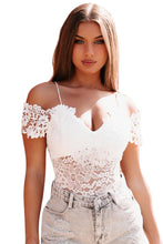 Load image into Gallery viewer, Cold Shoulder Spaghetti Straps Lace Bodysuit - www.novixan.com
