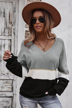 Load image into Gallery viewer, Colorblock V Neck Sweater - www.novixan.com
