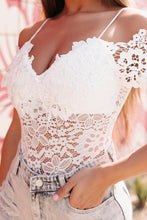 Load image into Gallery viewer, Cold Shoulder Spaghetti Straps Lace Bodysuit - www.novixan.com
