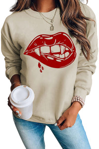 Beiges Langarm-Sweatshirt mit Babe-Grafik im 90er-Jahre-Print