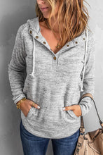 Load image into Gallery viewer, Heather Print Button Snap Neck Pullover Hoodie - www.novixan.com
