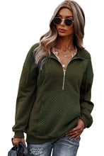 Load image into Gallery viewer, Quilted Patch Half Zipper Sweatshirt
